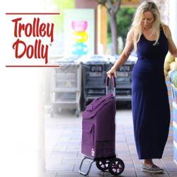 Trolley Dolly Purple Foldable Shopping cart for Groceries with Wheels and Removable Bag and Rolling Personal Handtruck