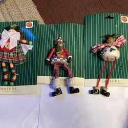 NEW Folk Art Moose And Deer Christmas Ornaments 