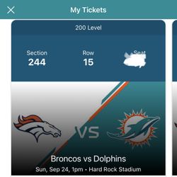 2 Broncos @ Dolphins Club tickets (HOME OPENER)