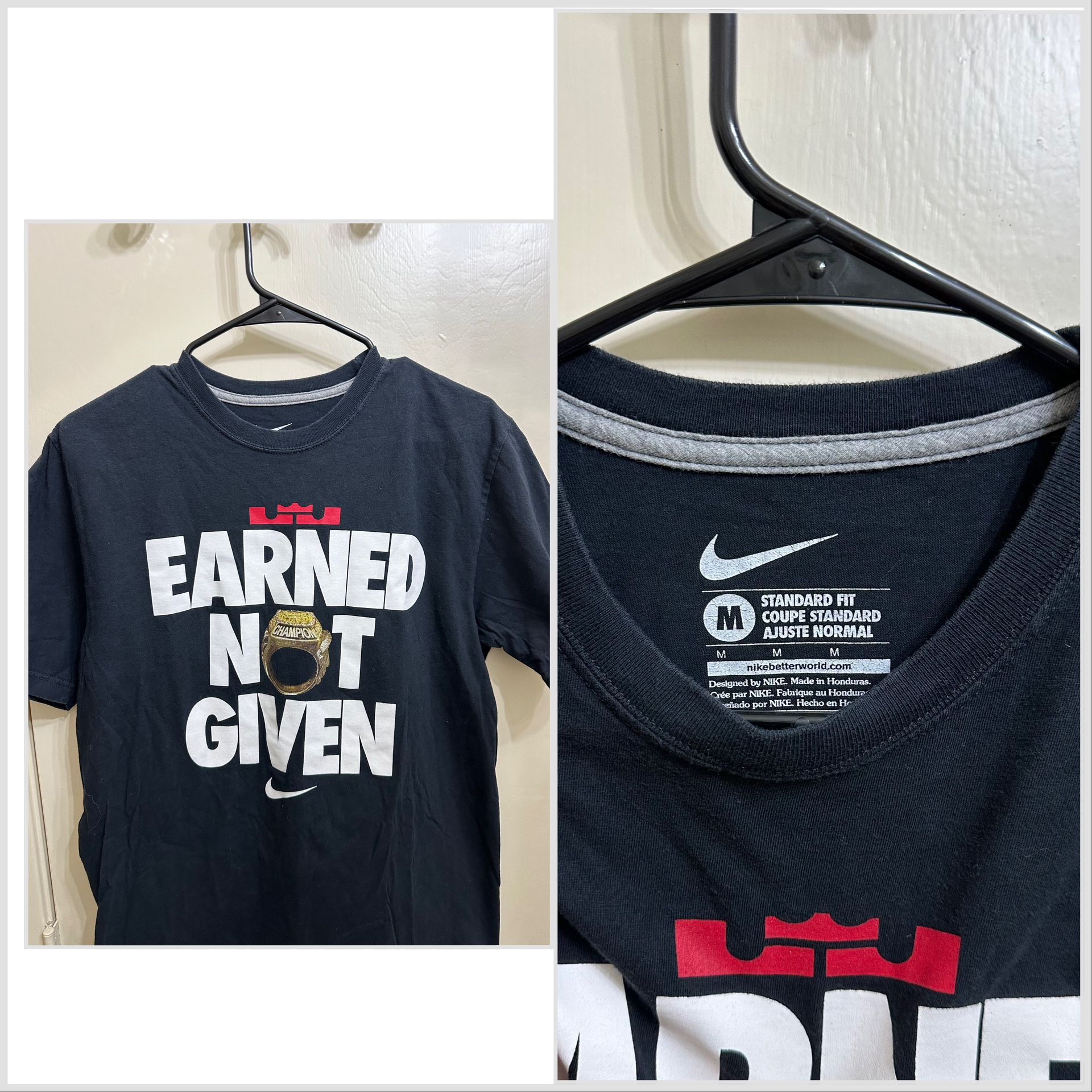 Nike Lebron James Earned Not Given Championship Ring T Shirt Size Medium