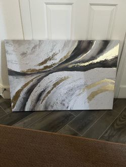 Black Gold Gray Abstract Canvas Picture