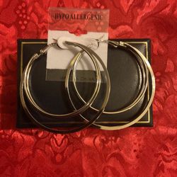 Silver Large Triple Hoop Earrings ..hypo Allergenic 