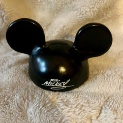 Vintage Disney MICKEY MOUSE EARS HAT Black Plastic PIGGY COIN BANK