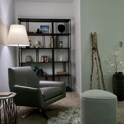 Pebble Ottoman, West Elm Linen Weave