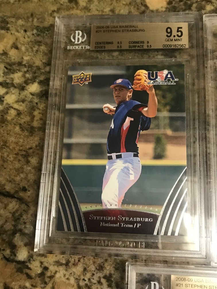 Stephen Strasburg 2008-09 Upper Deck USA baseball team rookie card #21 beckett graded BGS 9.5 gem mint