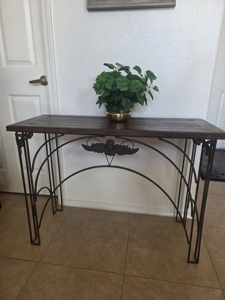 Wood & wrought Iron Consol Table