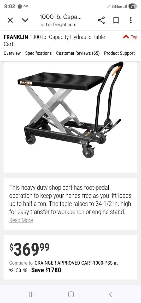 1000lb Franklin Table Lift