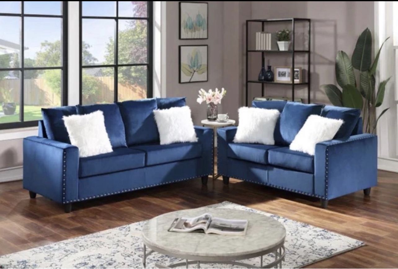 Velvet Sofa & Loveseat Brand New Free delivery same day