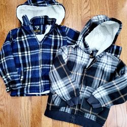 Elevani Youth Plaid Fleece Sherpa Lined full Zip Detachable Hood