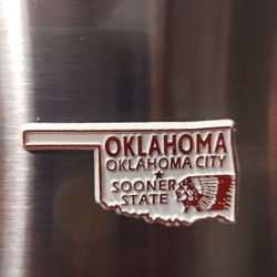 Oklahoma City Sooner State Shaped Refrigerator Magnet 2in Travel Indian Head