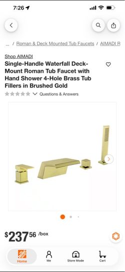AIMADI Waterfall Deck-Mount Roman Tub Faucet Brushed Gold