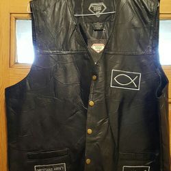 new leather Christian vest men's 3X  (runs small 2X)