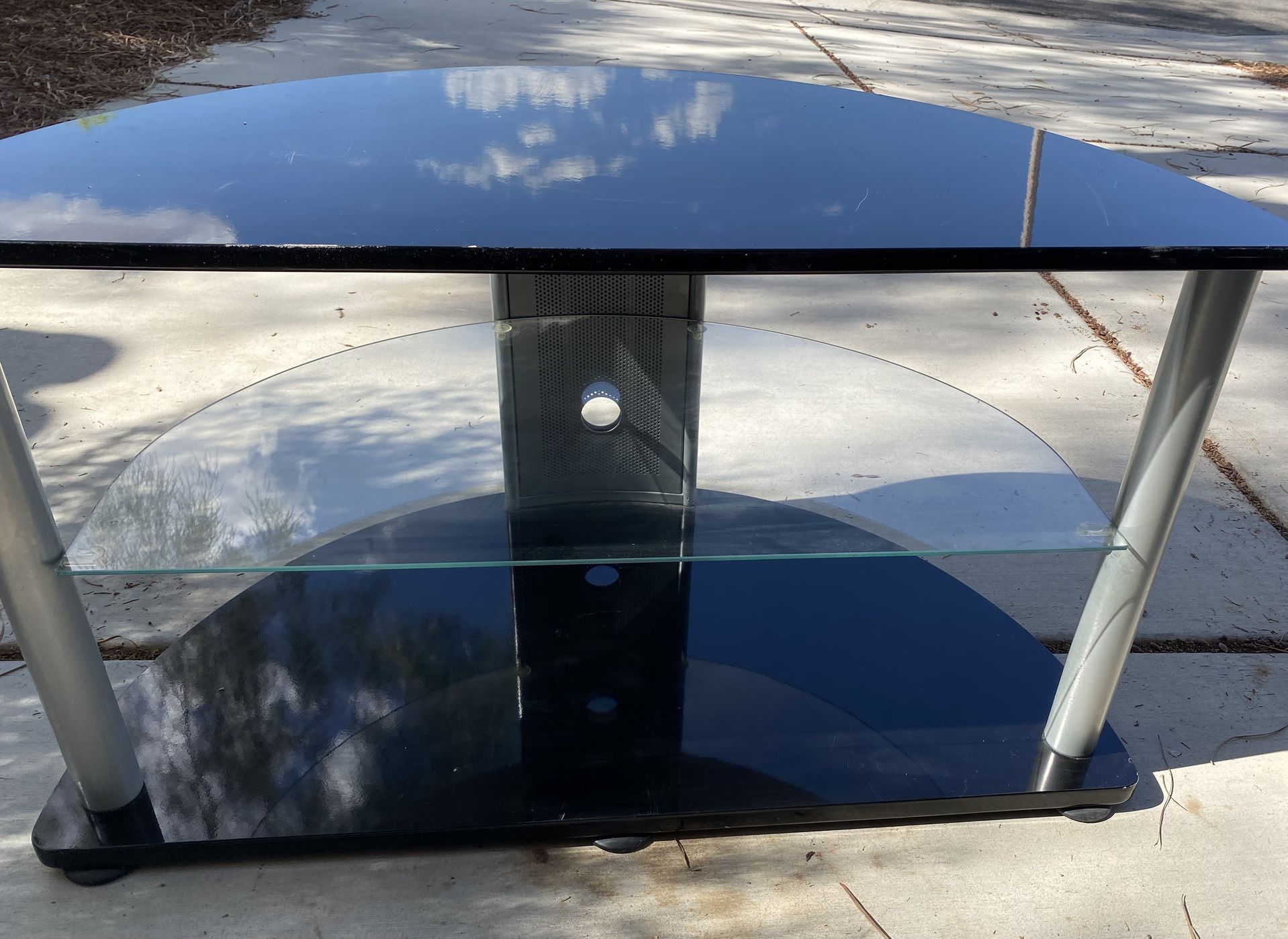 Modern Black Glass Console TV Stand Table