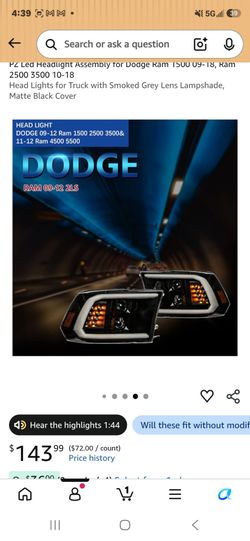 Dodge RAM 1500  headlights