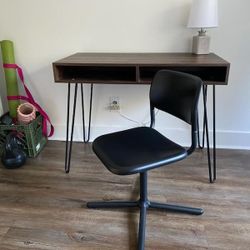Desk And Chair Wood And Metal 