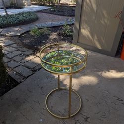 Gold Round Glass Side Table – Modern Accent Table