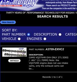 Jim Wolf 271.5deg Exhaust Cams For Vq37vhr