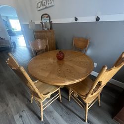 Vintage Honey Oak Kitchen Dining  Chairs And Table 