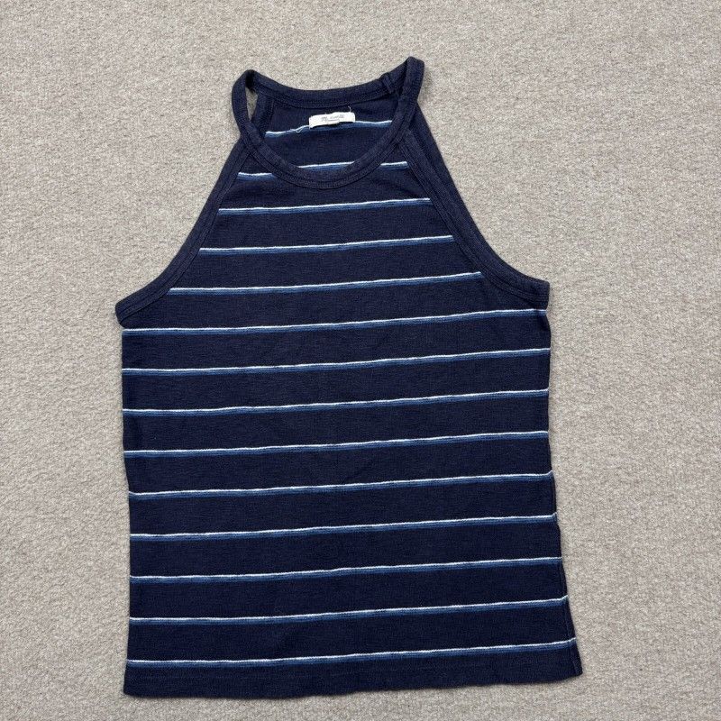 Women's Shirt L Black Tank Top Sleeveless Lightweight Striped Stretch