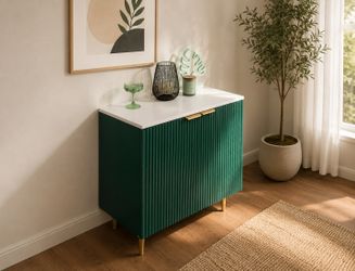 Entryway Cabinet with Fluted Doors, Sideboard Buffet Cabinet, Accent Bathroom Floor Cabinet with Adjustable Shelves for Entryway, Dining Room,Living R