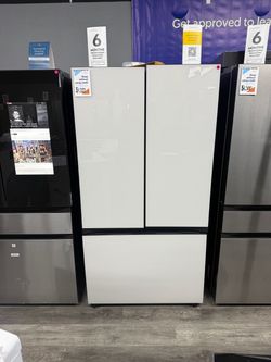 😍 SAMSUNG BESPOKE WHITE GLASS 30 CU FT FRENCH DOOR REFRIGERATOR WITH BEVERAGE CENTER 😍
