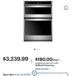 Whirlpool 30” Electric Microwave Oven Combo New In Box