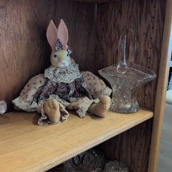 Porcelain Bunny And Lead Crystal Basket