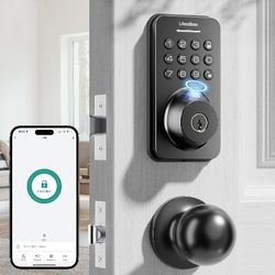 Fingerprint Door Lock Deadbolt with Handle Set, Keyless Entry Door Lock, Door Locks for Front Door, Keypad Door Lock with Handle, App Control, Auto Lo