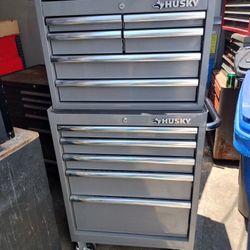 Husky Too Box 58"H 26 1/2"W 18"D. Top Box 16"D. Has Key.