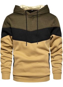 Men's Novelty Color Block Pullover Fleece Hoodie Casual Sweatshirt