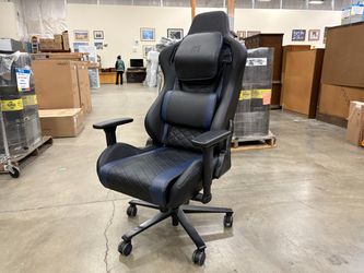 RS GAMING Davanti Black and Blue Vegan Leather High Back Gaming Chair with Adjustable Back and Arms
