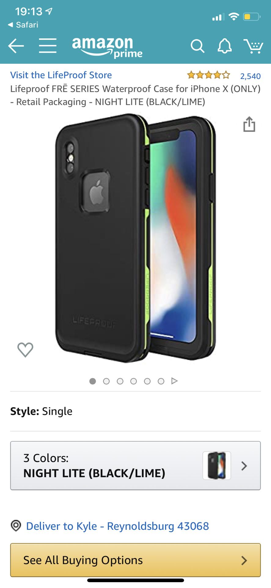 Lifeproof FRE - Night Lite Edition (Black/Lime) iPhone X Phone Case