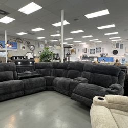 MODULAR ELECTRIC SECTIONAL 6PC CHARCOAL GRY OR SAND BEIGE  