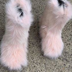 Light Pink Genuine Fur Boots Size 7&8