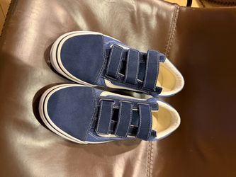 Blue Suede Velcro Strap Low-Top Sneakers