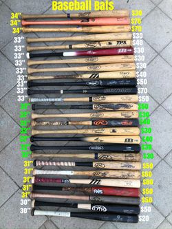 Baseball Wood Bats . Prices and sizes are labeled in the pictures. Have More Baseball And Softball Equipment Available