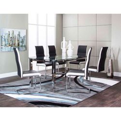 Modern Glass Dining Table Set (Table + 4 Chairs)