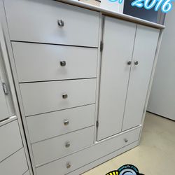Pacoima White Closet Wardrobe Dresser Ropero Chest Mueble 