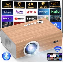 ZOAYBU Projector Electric Focus, Auto Correction 5G WiFi and Bluetooth 6.0, Support 4K Projector 600 ANSI Native 1080P Outdoor Projector Zoom Home The