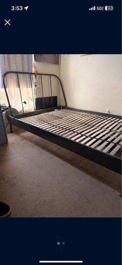 IKEA full metal bed frame dark grey