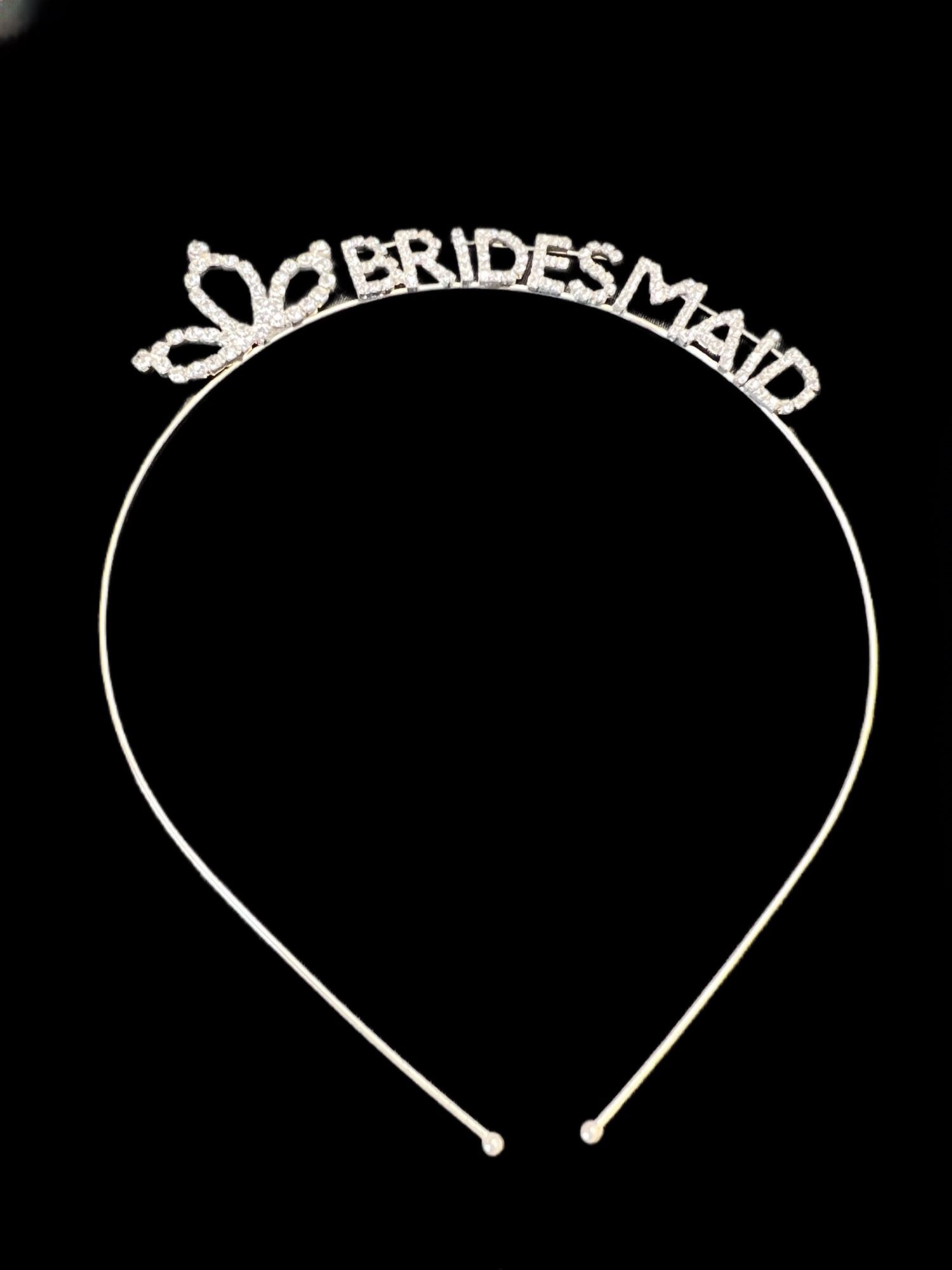 Set of 2 Bridesmaids crystal rhinestone silver tone headbands bridal wedding