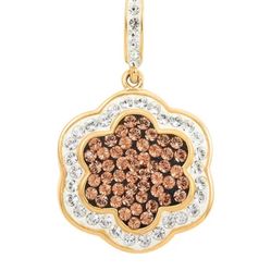 White and Champagne Color Austrian Crystal Pendant without Chain in Goldtone