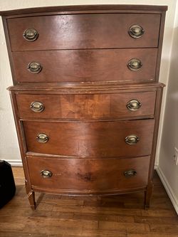 Vintage Mahogany Bow Front Tall Dresser