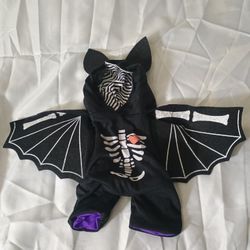 Pet Bat Skeleton Costume with Hood and Wings