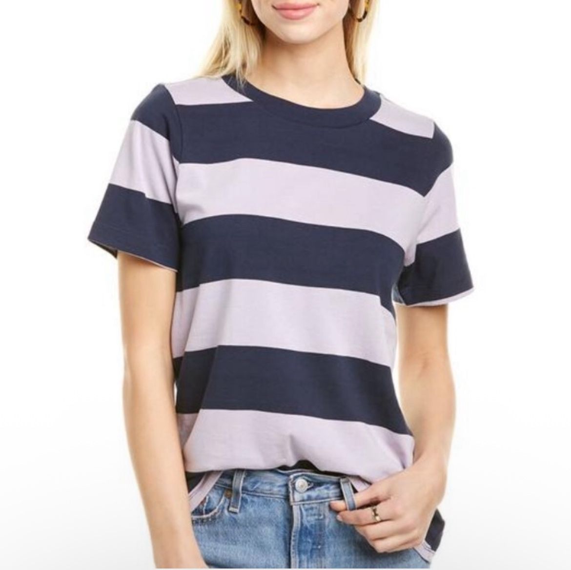 Madewell striped casual relaxed fit cotton t-shirt women Size XLarge