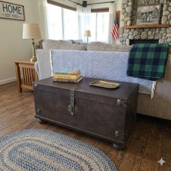Vintage Americana Classic Genuine Leather Trunk Coffee Table