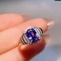 925 Sterling Silver NATURAL Tanzanite Ring For Men 