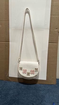 White Crossbody Bag with Flower Detail