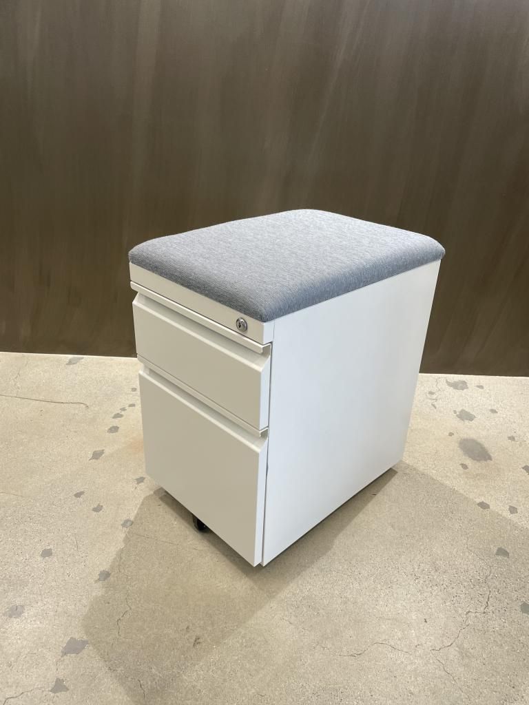 Herman Miller Grey Cushion White Mobile Ped