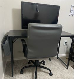 Desk with chair and TV